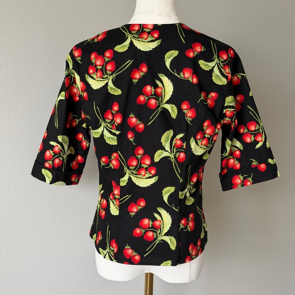 Juicy Dollz & Dames Strawberry Print Fitted Blouse - Cotton Pin - Up Style 🍓 - Picture 6 of 15